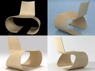 Oto chair with curved shape 3D model