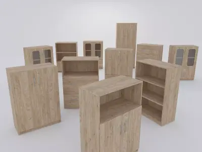 Wooden Cabinet Set 2 3D model