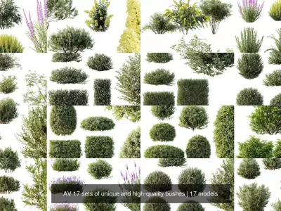 AV 17 sets of unique and high-quality bushes 3D Model Pack