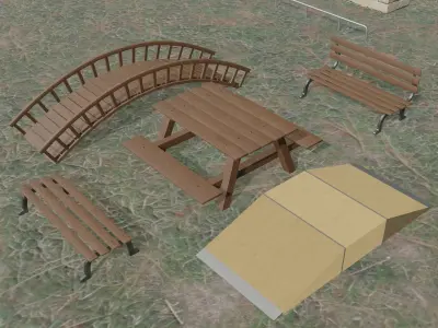 Small Park Low-poly 3D model