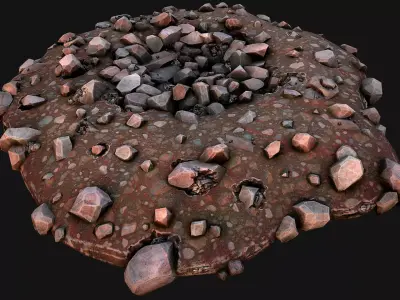 Iron Ore Stone Deposits for Mine Environment Low-poly 3D model