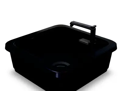 Stylized Metal Kitchen Sink 3D Model with Faucet Low-poly 3D model