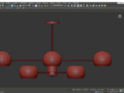 Macaron Sputnik Chandelier Lamp Metal Kids Bedroom Low-poly 3D model