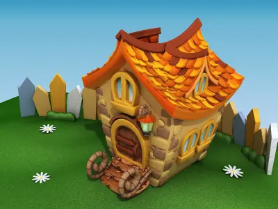 Cartoon house 3D model