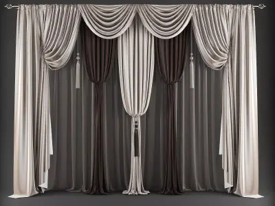 Curtain curtains 3D model 4