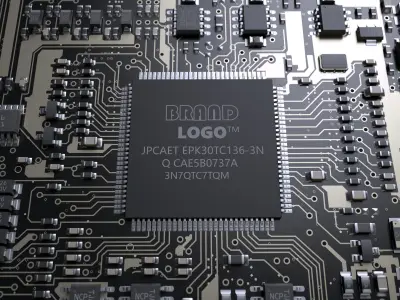 AI Electronic chip circuit board 3D model