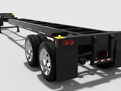 Extendable tandem trailer Low-poly 3D model