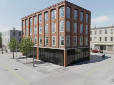 Building architectural-street Low-poly 3D model Low-poly 3D model