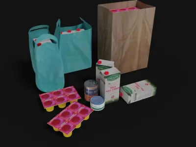 supermarket shop store builder 3D kitbash elements 3D model