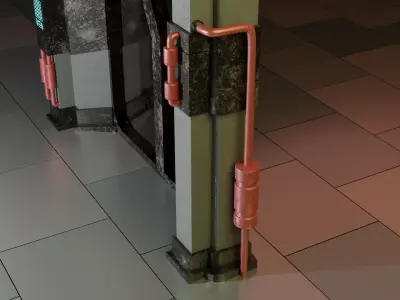 Sci-Fi Rigged Door with Call of Duty Taskforce 141 3D logo Low-poly 3D model