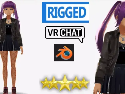 cute anime Girl character m2 Low-poly 3D model