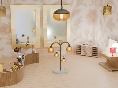 Pack of table lamps-floor lamps Decorative lamps with PBR Low-poly 3D model