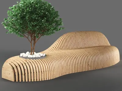 bench737 bench made from corrugated cardboard 3D model