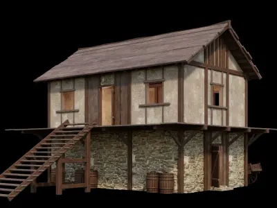 Medieval House 05 - 4K Textures Game Ready Low-poly 3D model