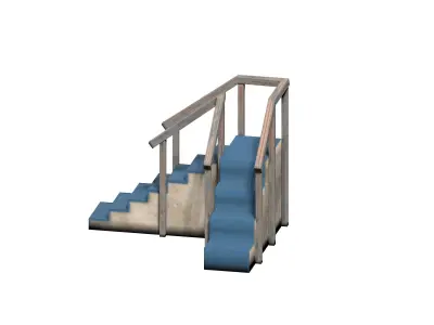 Lowpoly modular corner stair Low-poly 3D model