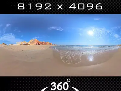  Sky Panorama  Coastal Sunset with Modern Buildings Low-poly 3D model