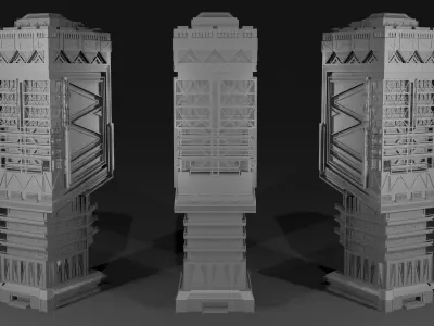 Scifi Futuristic skyscraper  Low-poly 3D model