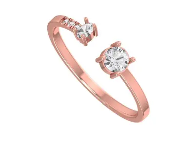 Solitaire Women Light Weight Oval Round Stone Band Ring 3D print model