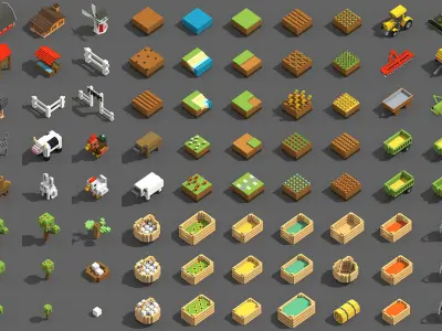 Voxel Farming Low-poly 3D model