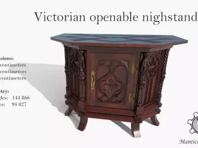 Victorian openable nighstand Low-poly 3D model