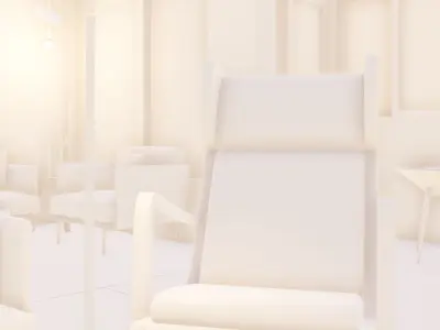 Chair living room with checkered floor 3D model