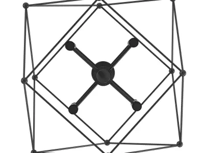 Spatial Collection Four-Light Matte Black Global Pendant Light   3D model