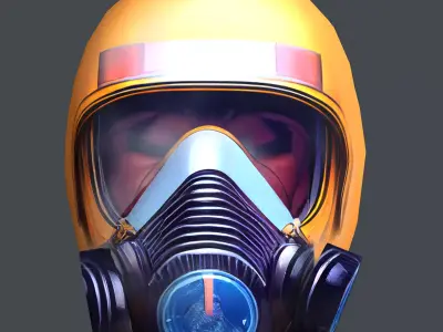 Gas mask helmet scifi Low-poly character art game space Low-poly 3D model shop