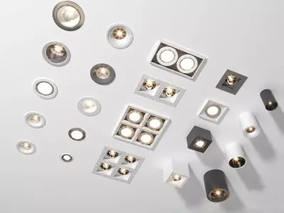 Modern downlights-spotlights-track lights 3D model