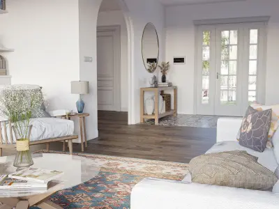 Scandinavian living room Low-poly 3D model