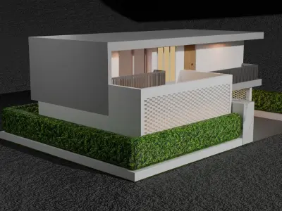 Exterior House Design   Low-poly 3D model