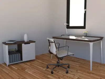 Office with desk and chair 3D model