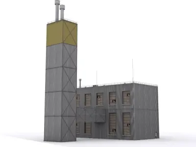 Hangar industrial building Low-poly 3D model from CGTrader