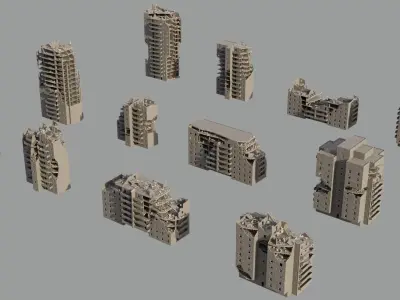 Post Apocalyptic Ruined City 2 3D model