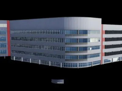 3D Building Low Poly  Low-poly 3D model