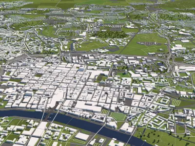 Glasgow 50x50km 3D City Map 3D model