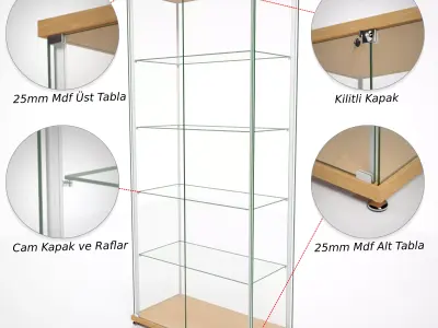 Glass Display Cabinet 39x79 Two Door 3D model 3D model