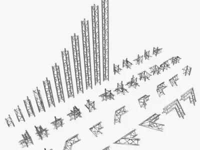 Triangular Truss Standard Collection 41 Modular Pieces 3D print model