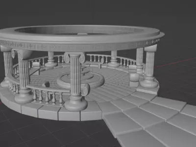Ancient Greek Rotunda with Fountain 3D model