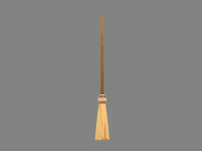 Cartoon magicdi broom Low-poly 3D model