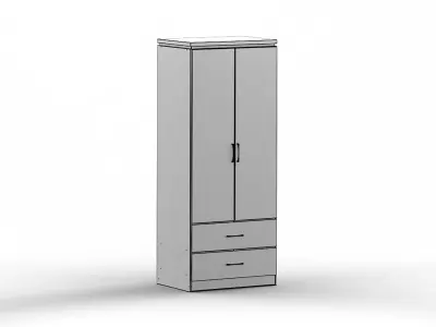 Charles Oak 2 Door 2 Drawer Wardrobe 3D model