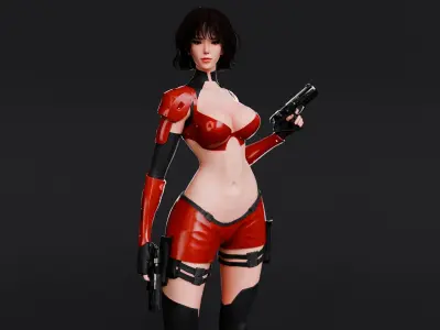 Cyberpunk Female Zhora  Low-poly 3D model