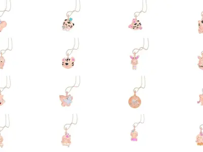 100 Ultra Light Weight Kids Pendant Necklace Charms 3dm stl obj 3D Model Pack