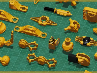Sci-Fi Hard Surface KITBASH 50 DETAILS 3D model purchase
