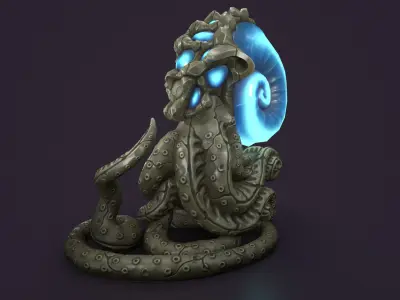 Ancient creature statue stone Low-poly 3D model