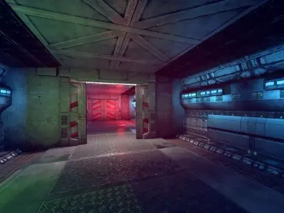 Scifi Corridor 3d Modules with doors Low-poly 3D model