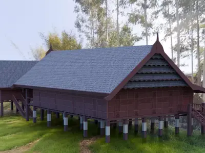 Traditional Houses - Rumah Boyang Low-poly 3D model