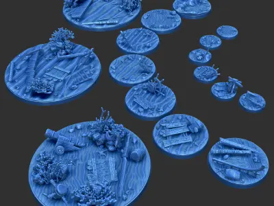 PACK 3 - 16 MINIATURE BASES  25mm 50mm and 100mm 3D Print Ready 3D print model