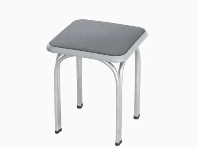 Silver Steel Stool 01 3D model