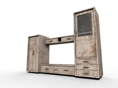 Set Old Modern Furniture 3D Model Terror Low-poly 3D model