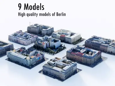 urban building blocks in berlin germany -  Set of 9 3d scanned  3D model